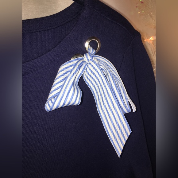 Crown & Ivy | Women’s Navy Blue 100% Cotton Long Sleeve Top - Picture 4 of 7